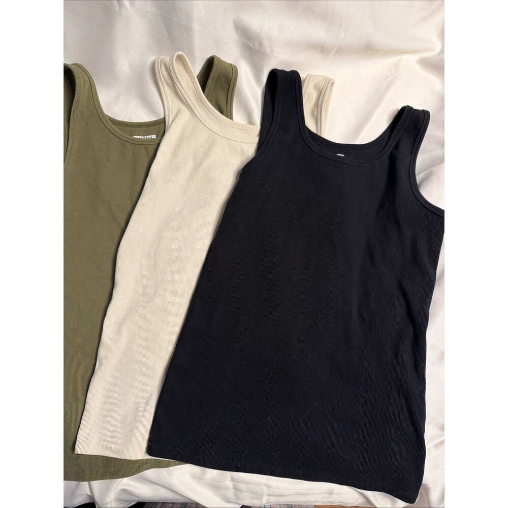 Duluth No-Yank Tank Ribbed Tank Top Lot Of 3  Black Cream/Beige Green Sz M